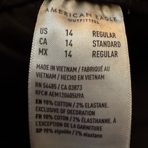 NWT American Eagle Charcoal Grey Stretch Corduroy Barrel Leg Pants in Women's 14 - Picture 10 of 10